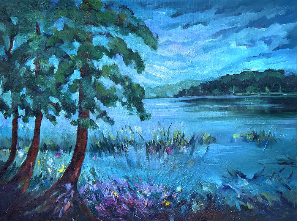 Moody-Evening-at_Lake-oil-landscape-painting
