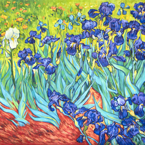van gogh irises replica, big Van Gogh Irises replica on canvas, hand made replica, oil replicas of Van Gogh, replica of Van Gogh’s Irises, van gogh replica oil paintings, van gogh replica paintings for sale, van gogh replicas