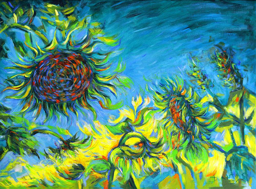 Sunflowers Acrylic painting by Danuta Antas