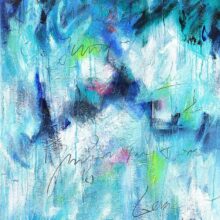 ‘Walking in the Rain’ big blue abstract painting blue abstract painting, abstract paintings blue, big abstract, vertical abstract paintings